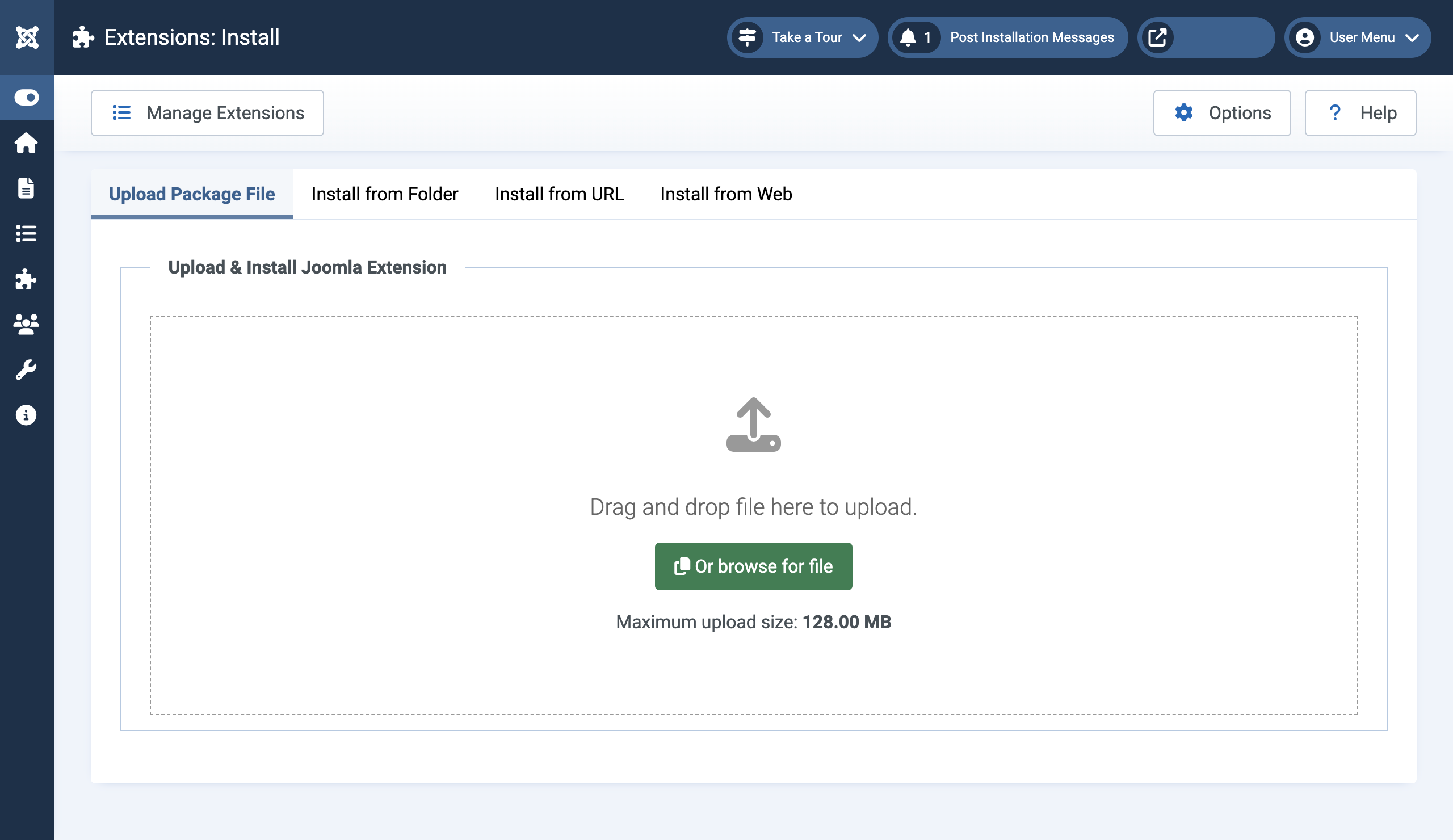 Choose Extensions : Install > Install from folder