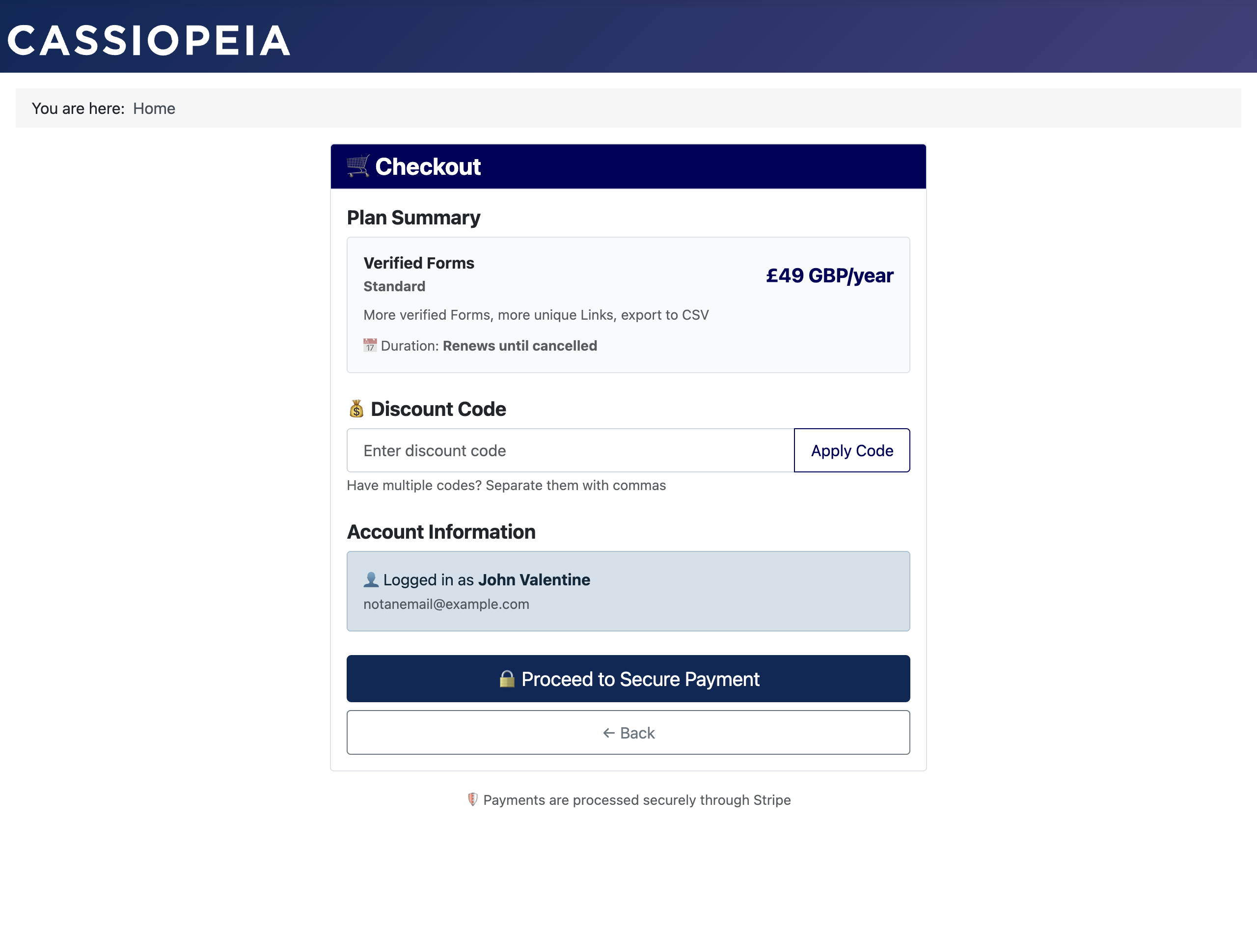 Payments via Stripe for Joomla