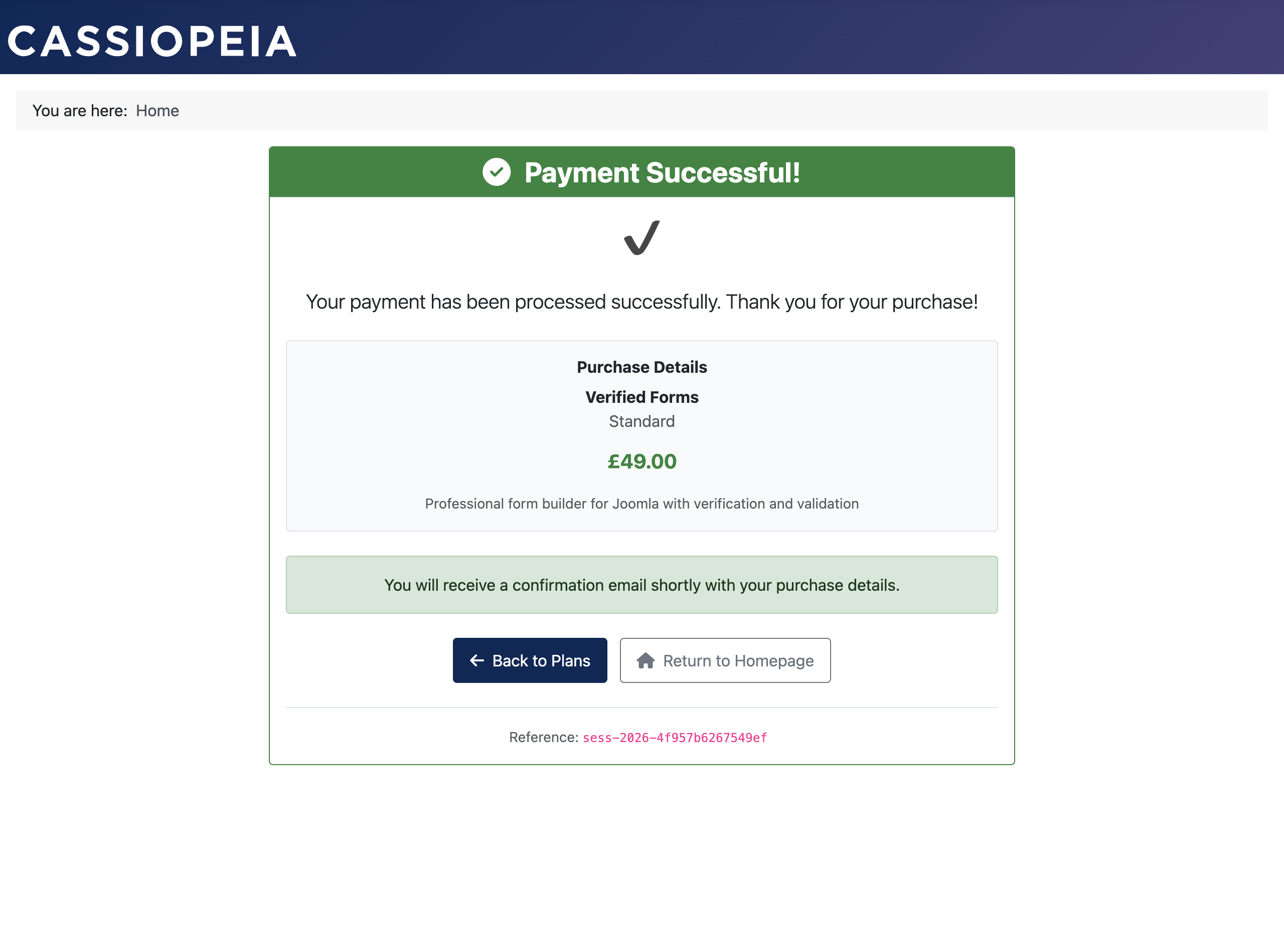 Payments via Stripe for Joomla