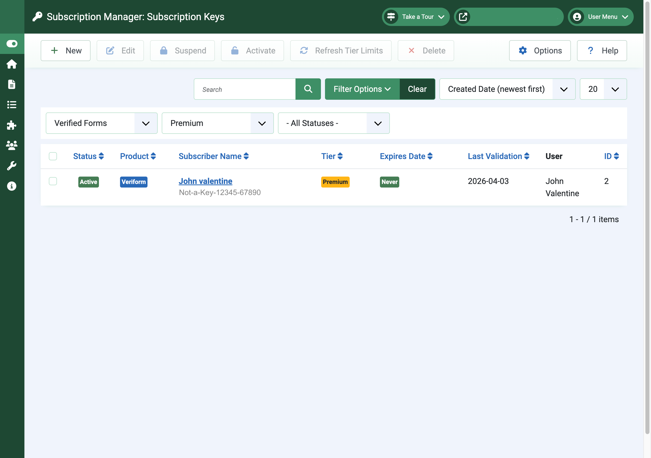 Subscriptions Manager